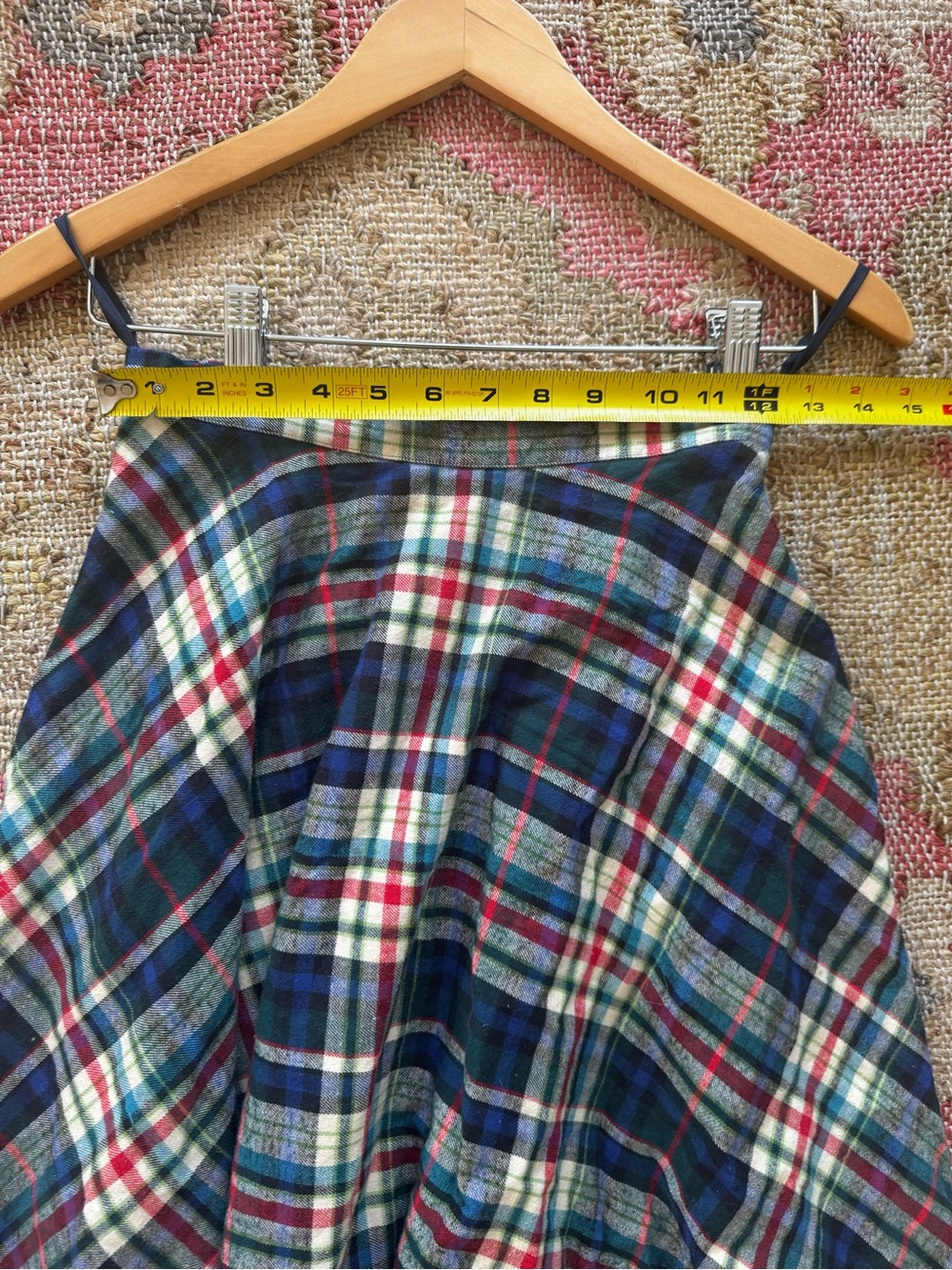 Vintage Ralph Lauren Blue Label Plaid Midi Skirt w Pockets Cotton Tartan Sz 4 - Picture 11 of 12